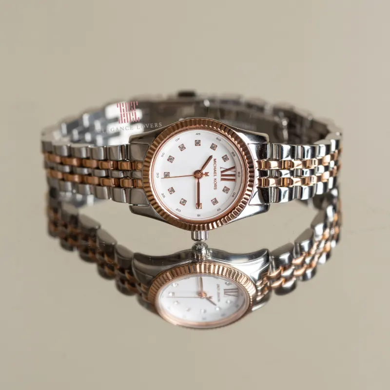 Michael Kors Petite Lexington White Dial Dress Ladies Watch- MK4817